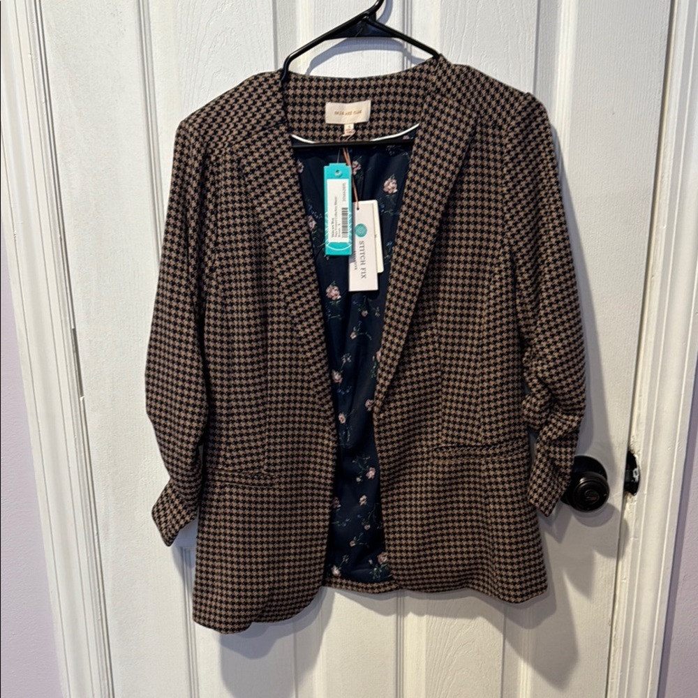 Brown Houndstooth Women's Blazer